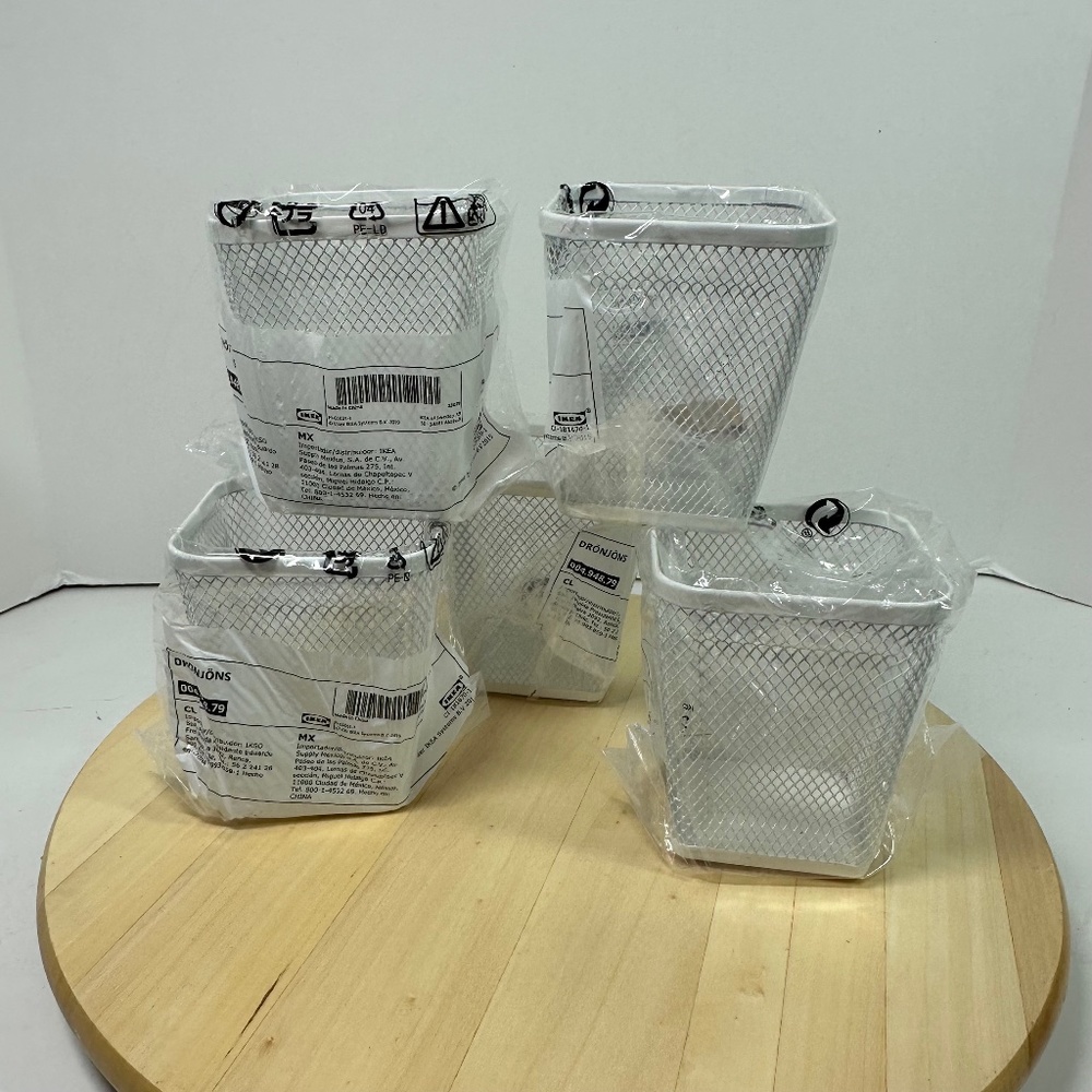 5 IKEA DRONJONS DRÖNJÖNS Holder Pencil  & Pen Cup White Steel 004.948.79 New